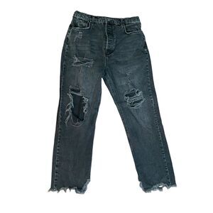 We The Free Distressed Black Denim Jeans US‎ 31Festival Grunge 100% Cotton
